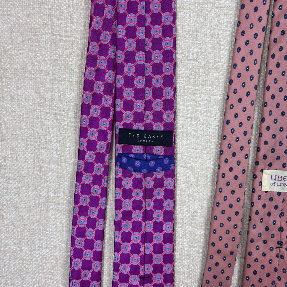 Ted Baker London & Liberty of London Silk Tie Lot of 3 Paisley Pink Purple - Picture 3 of 5